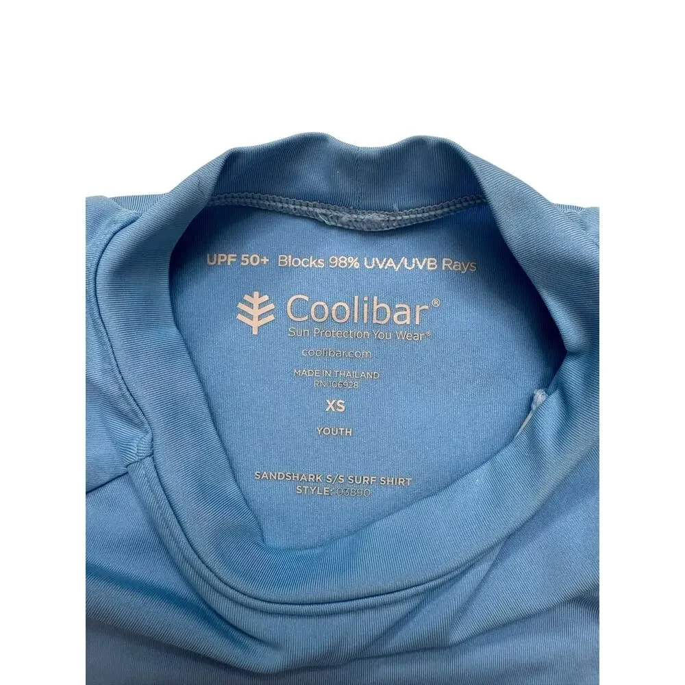 COOLIBAR Kids Sandshark Short Sleeve Surf Shirt Blue Size XS Youth Unisex Swim